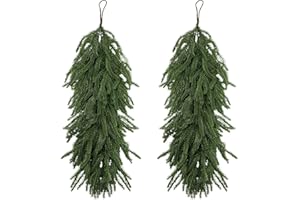Tobilu Christmas Swag - 27’’ Christmas Teardrop Swags Artificial Pine Greenery Teardrop Wreath for Xmas Indoor Outdoor Windows Walls Staircases Fireplaces Tables Mantels Decor