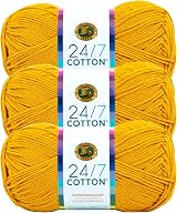Lion Brand 24/7 Cotton Yarn Goldenrod 3 Pack - 100% Mercerized Cotton