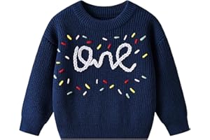 Baby Sweater First Birthday Outfit Girl Boy One Sweater Embroidery Knit Pullover Fall Winter Clothes with Baby Bag