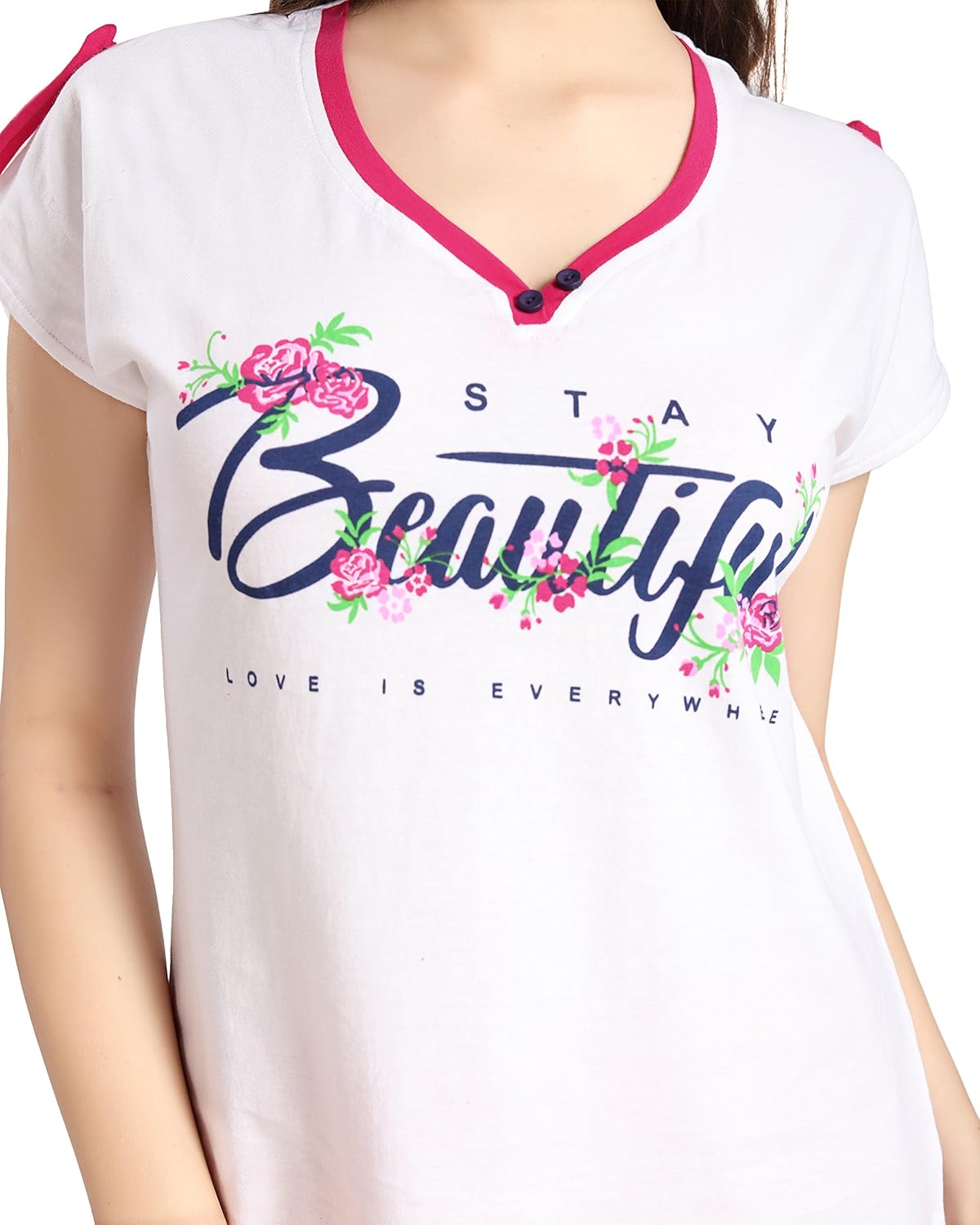 av2 women cotton printed top, capri & shorts set