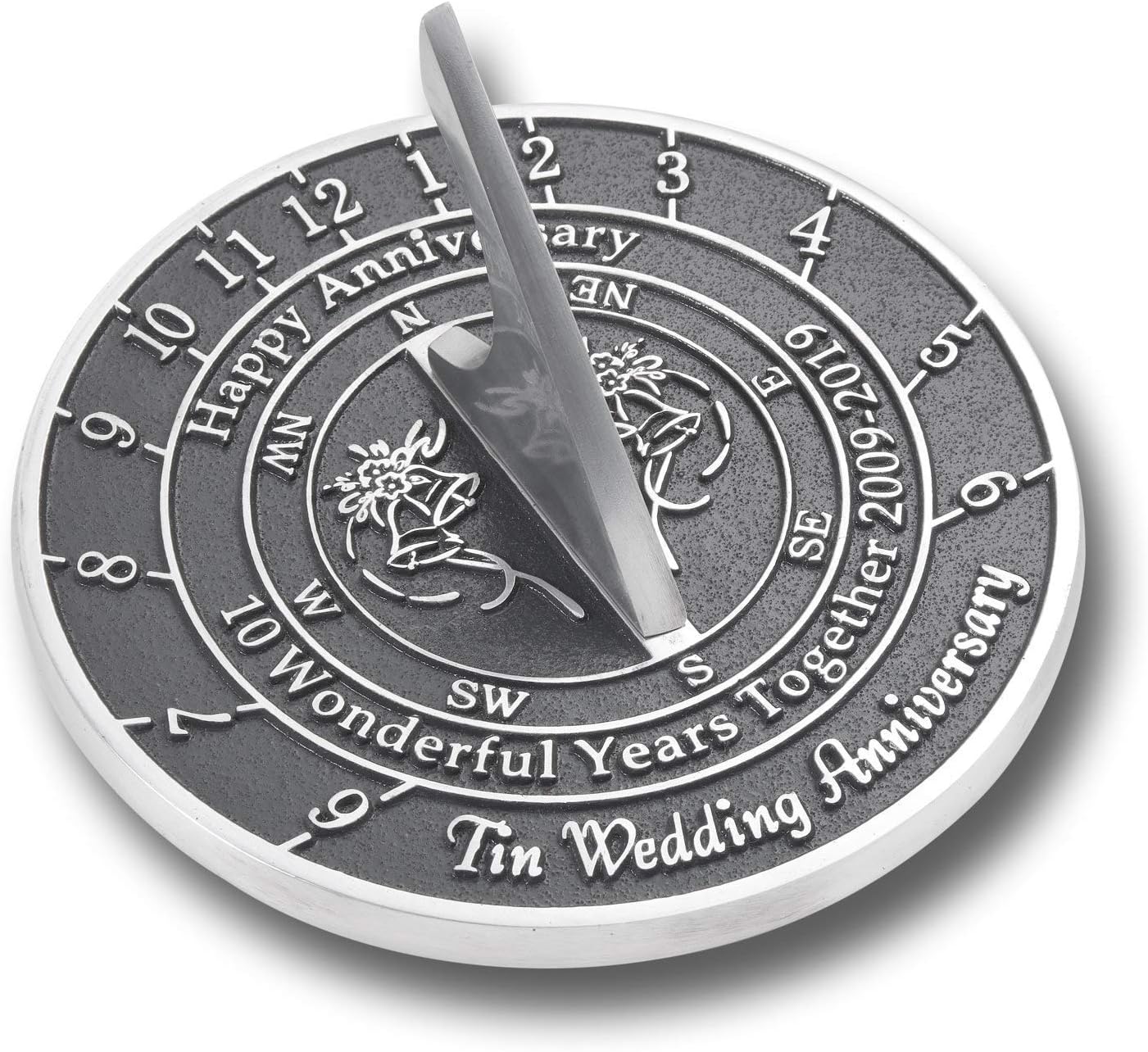 ANTIQUECOLLECTION 10th Tin Wedding Anniversary Sundial Gift