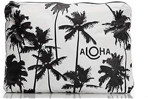ALOHA Collection Mid Pouch, Lightweight, Packable, & Splash-Proof Pouch for Travel, Makeup, Toiletries, Organization, Gym, Pool & Beach. Easy to Clean Material. (11" x 8.5")
