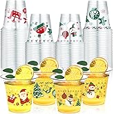 Zhehao 60 Pieces Christmas Disposable Cups 12 oz Christmas Clear Plastic Cups Set Xmas Trees Santa Claus Snowman for Xmas Party Supplies Coffee Wine Cold Drinks