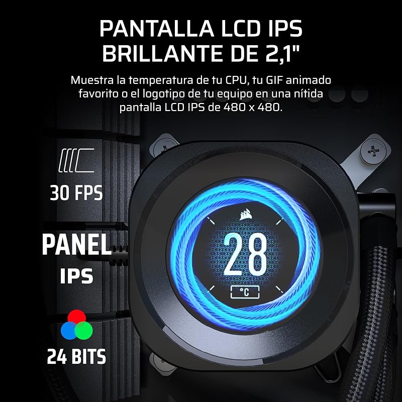 Nautilus RS Módulo para LCD – ara refrigeración de CPU Nautilus RS y Nautilus RS ARGB AIO – Pantalla LCD IPS de 2,1", Instalación Sencilla sin Herramientas – Negro