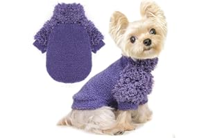 SHIFENMEI Fleece Dog Sweater Purple Pullover Dog Sweaters for Small Dogs Girl Boy Soft Dog Jacket Lightweight T-Shirt Pet Clothes Dog Coats for Small Dogs Chihuahua Clothes Cat Sweater