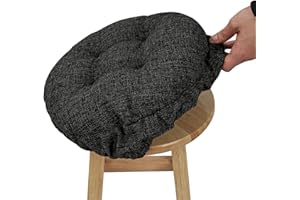 SINOSSO Modern Bar Stool Cushion Dia.13, Fashion Interweaving Design Anti-Skid Silicone Round Stool Seat Cushion Cover Padded (Black, M,1)