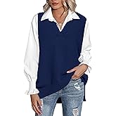 Zeagoo Sweater Vest Women Sleeveless V Neck Oversized Pullover Knitted Tops 2026 Fall Outfits