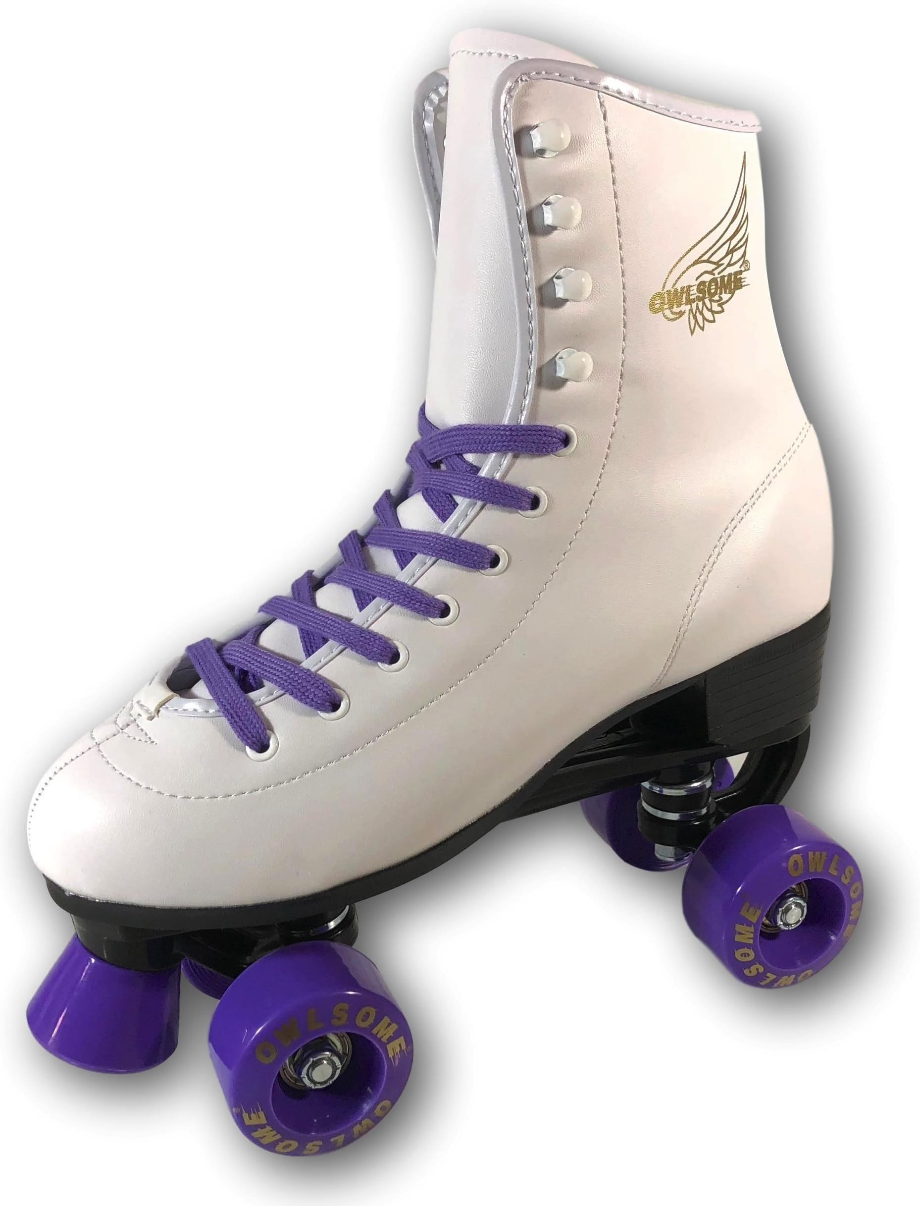 Owlsome Classic High Top Boot Style Soft Faux Leather Roller Skates for Adult & Youth