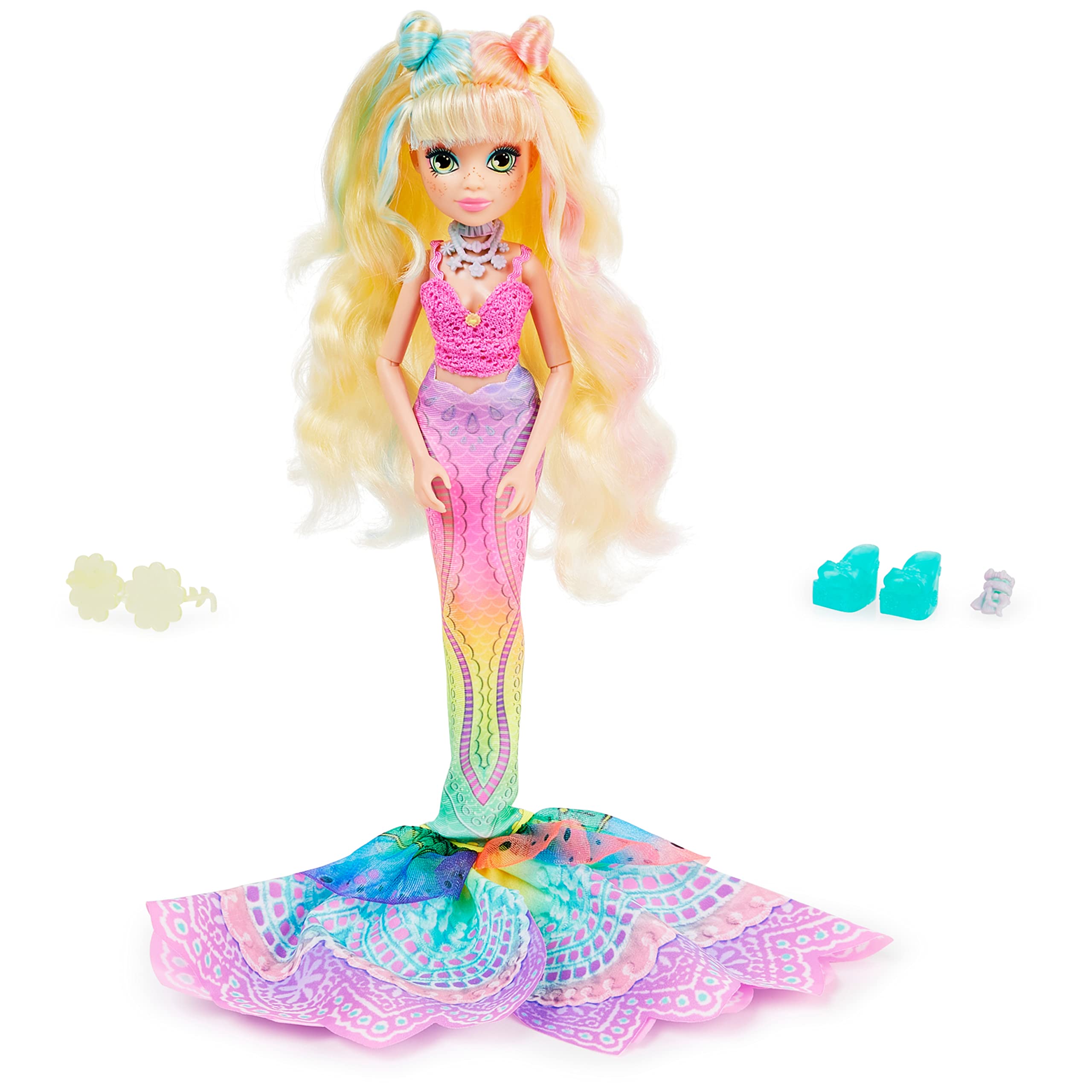 MERMAID HIGH, Spring Break Finly Mermaid Doll & Accessories with Removable Tail and Color Change Hair Streaks, Kids Toys for Girls Ages 4 and up