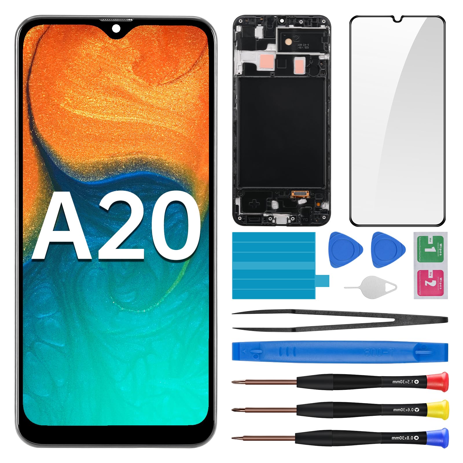 Photo 1 of BESJMYT for Samsung Galaxy A20 Screen Replacement with Frame LCD Display Touch Digitizer Full Assembly Fix Glass with Repair Tools Kit SM-A205U SM-A205U1