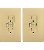 LIDER 20A GFCI Outlet – Tamper-Resistant, Self-Test With LED Indicator, ETL Listed, Anti-Interference No-False-Trip, Gold, 2-Pack With Screwless Wall Plate