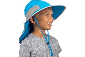 GearTOP Kids Sun Hat with Neck Flap - UPF 50+ Beach Hats for Kids Boys Swim Hat Perfect for Boys & Girls Ages 5-13