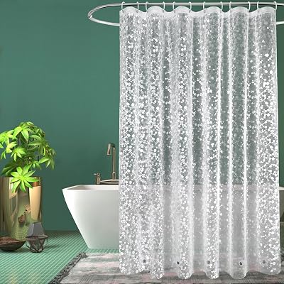 EurCross Pebble Shower Curtain Anti Mould 5 Magnets Extra Long 200cm 72x78