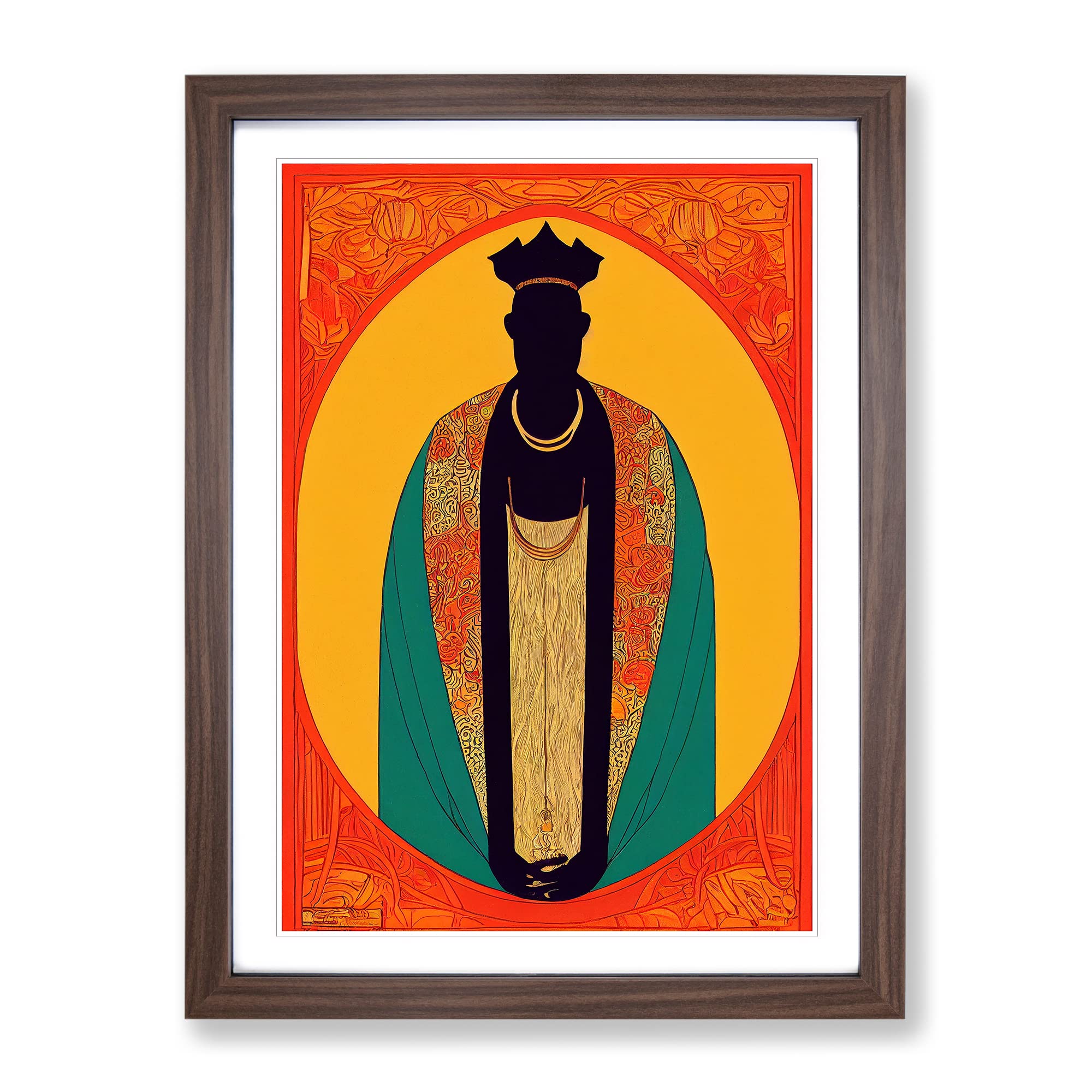 African King Framed Print | A3 Walnut Framed Wall Art | Ready to Hang | Modern Nature Picture | Living Room Bedroom Lounge Office