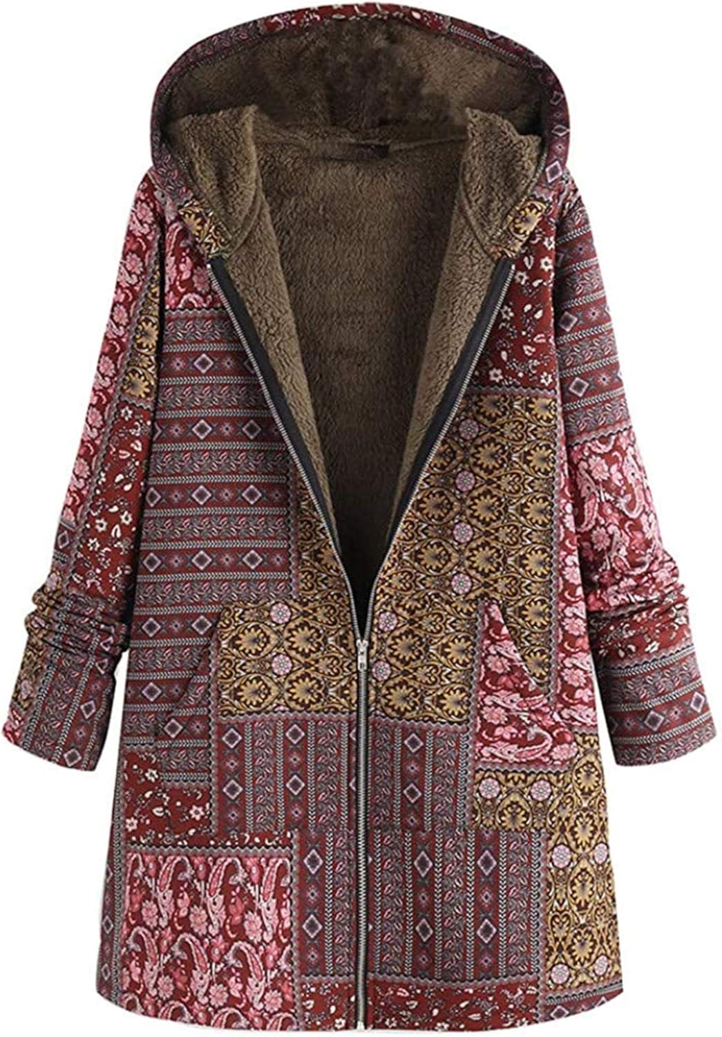 AlvaLynd Plus Size Women Winter Coats Vintage Floral Printed Warm