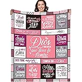 Bozidol Christian Gifts for Women Blanket 50"X60", Spanish Bible Verse Throw Blanket, Inspirational Religious Spiritual Scripture Christmas Birthday Baptism Confirmation Gifts for Girls