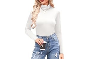 Totatuit Womens Turtleneck Shirt Long Sleeve Layer Tops Basic Cotton Tees Soft Thermal Underwear Blouse