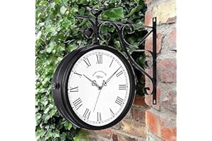 Fmnnfp 20 Inch Large Outdoor Clock Double Sided Metal Clock Outdoor Indoor Waterproof Retro Wall Clocks for Patio Pool Garden Home