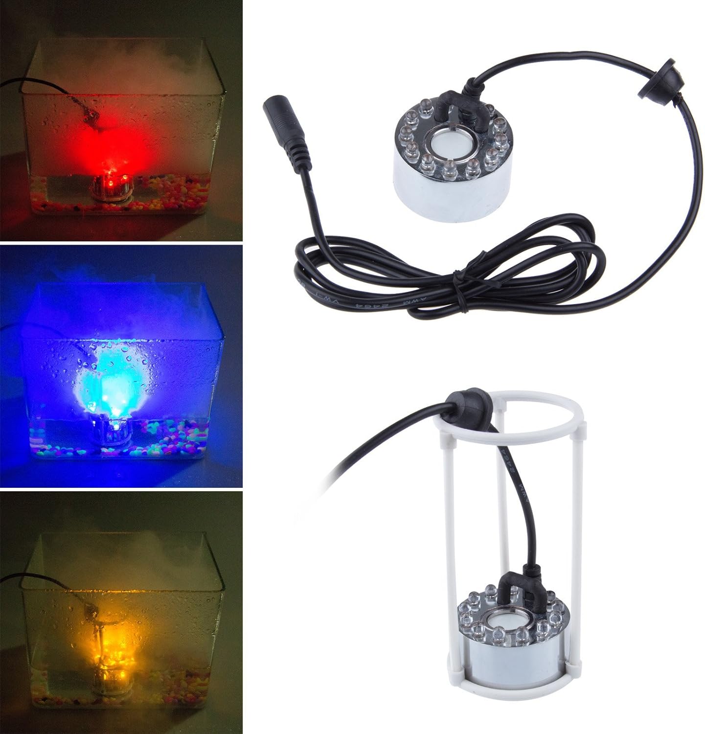 LemonBest New 24V 12 LED Ultrasonic Fog Mist Maker Fogger Atomizer Air Humidifier+Charger: Home & Kitchen