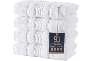 Qute Home 4-Piece Hand Towels Set, 100% Turkish Cotton Premium Quality Towels for Bathroom, Quick Dry Soft and Absorbent Turkish Towel, Set Includes 4 Hand Towels (White)