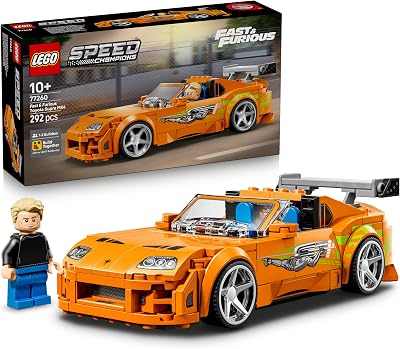 Speed Champions The Fast and The Furious Toyota Supra MK4 - Auto Spielzeug - Modellbau mit Bryan O'Conner Minifigur - Mint Geschenk für Jungen ab 10 Jahren und Jugendliche Filmfans - 77260