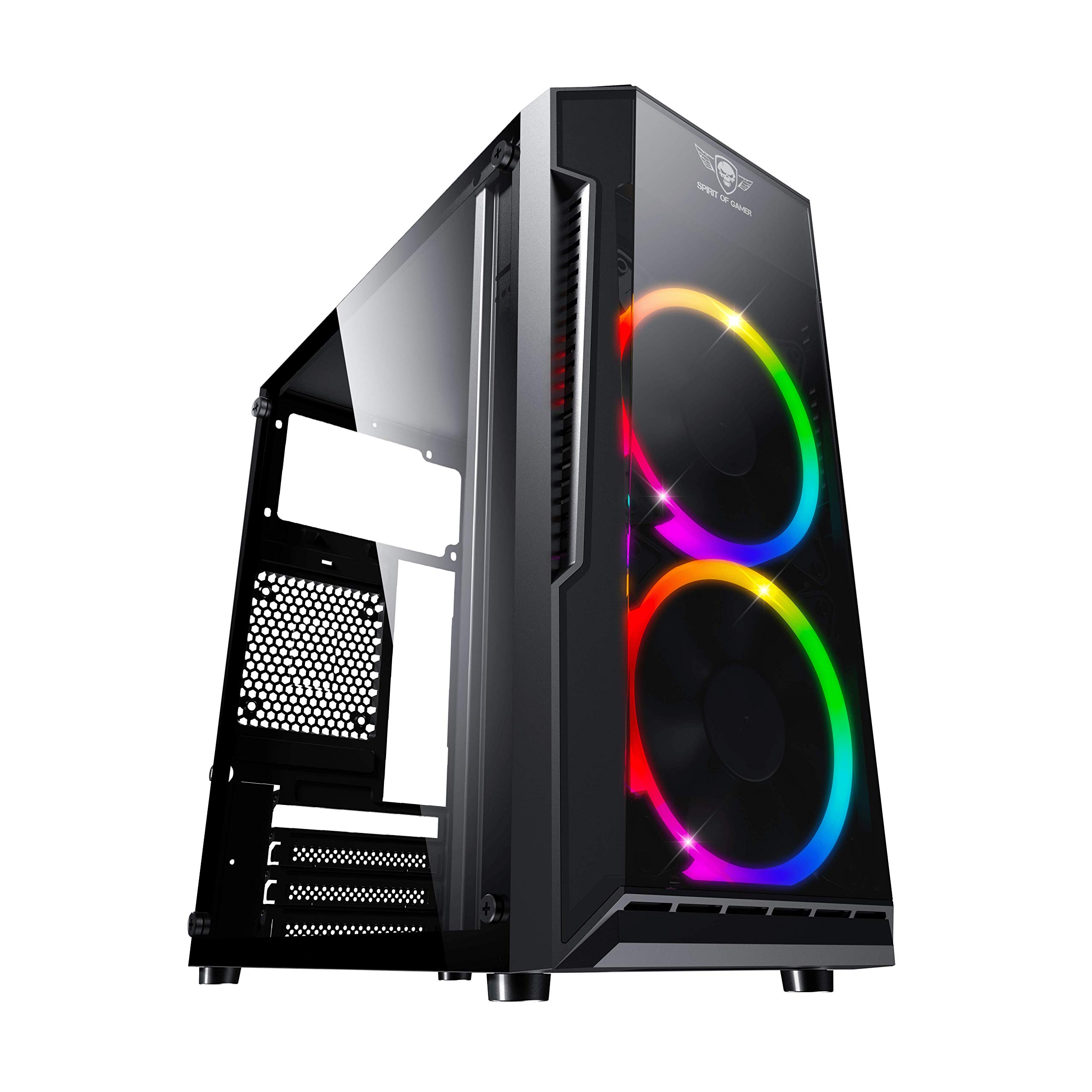 Spirit Of Gamer – DEATHMATCH 3 - Gaming PC Case mATX/ITX – 2 Addressable RGB LED Fans 120mm – Gaming Desk Tower Front and Acrylic Side Wall – ASUS Aura/MSI Mystic/ASROCK 3Pin