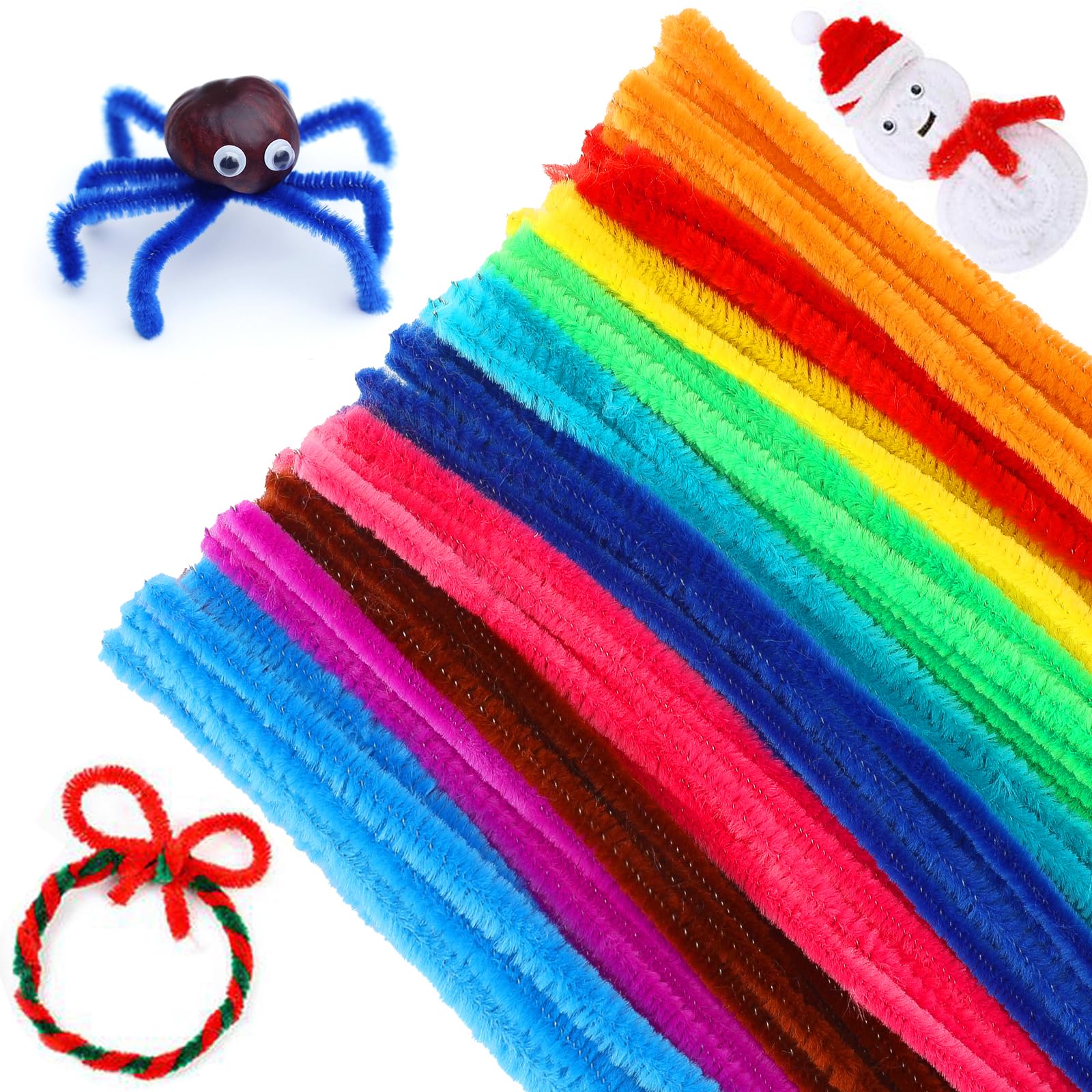 G2PLUS Multi-Colored Pipe Cleaners for Craft, 30cm Long Chenille Stem, 100PCS Assorted Colours for DIY, Arts and Crafts Project Decoration