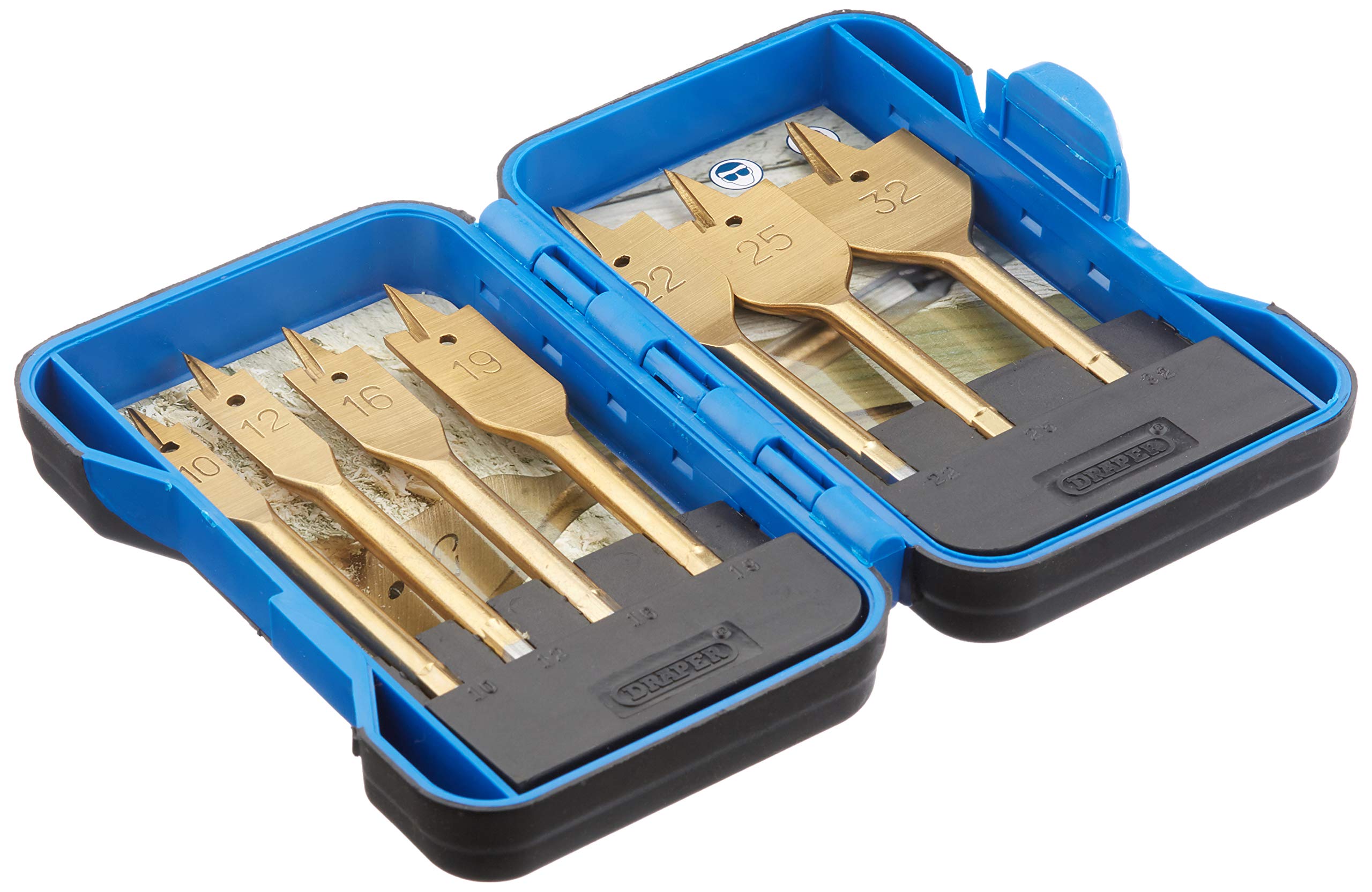 Draper 18560 Titanium Nitride Coated Flat Wood Bit Set (7 Pieces)