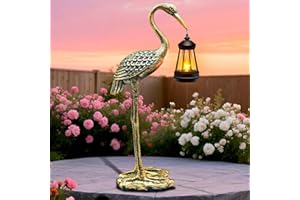 YULLOYELLO Solar Garden Statue Crane Figurine, Outdoor Hanging Solar Lanterns, 17.7 Inch Blue Heron Sculpture Statue for Patio Yard Porch, Garden Decor for Outside Gifts for Christmas Mom, Women, Mother's Day