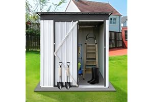 SPOWAY 5 x 4 FT Outdoor Storage Shed, Metal Storage Shed with Swinging Double Lockable Doors, Waterproof Outdoor Galvanized Steel Garden Shed for Backyard, Patio Lawn and Outside Use, White