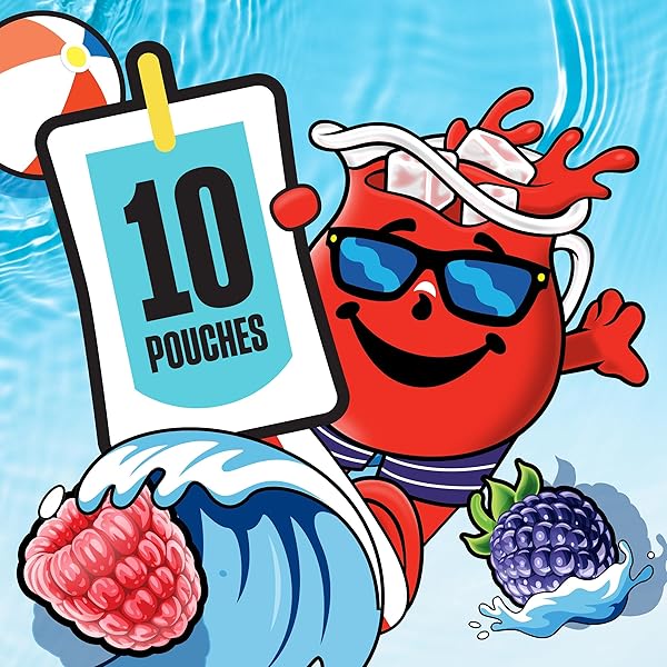 KOOL-AID POOL-AID BERRY SPLASH FLAVORED DRINK, 10 CT BOX, 6 OZ POUCHES