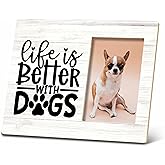 SRADMO Dog Picture Frame, Gift for Dog Mom Dad Lovers, Life Is Better With Dogs 10x8 Inch Wooden Tabletop Photo Frame