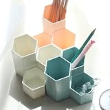 AhfuLife Hexagon Makeup Brush Vase Pen Holder Pink Multifunction view 6