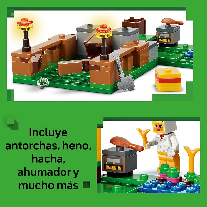 Minecraft The Chicken Farm - Quinta de Brinquedos com Minifiguras de Leque de Galinha, Bebé Zombie e Figura de Raposa - Presente para Gamer para Rapazes e Raparigas 7+ Anos - 21585 — foto 3 de 8