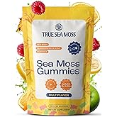 TrueSeaMoss Sea Moss Gummies with Bladderwrack & Burdock Root – Vegan Formula for Adults & Kids – Fruity Flavor – 60 Gummies (Pouch May Vary)