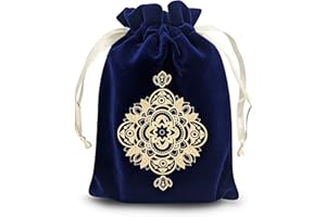 Miriyan Spiritual Mandala Tarot & Dice Bag I Velvet & Satin Drawstring Pouch Ideal Size for Tarot & Oracle Cards, DND, D&D, Dungeons and Dragons Accessories, Runes & Jewelry I Travel Gift Bag (Blue)