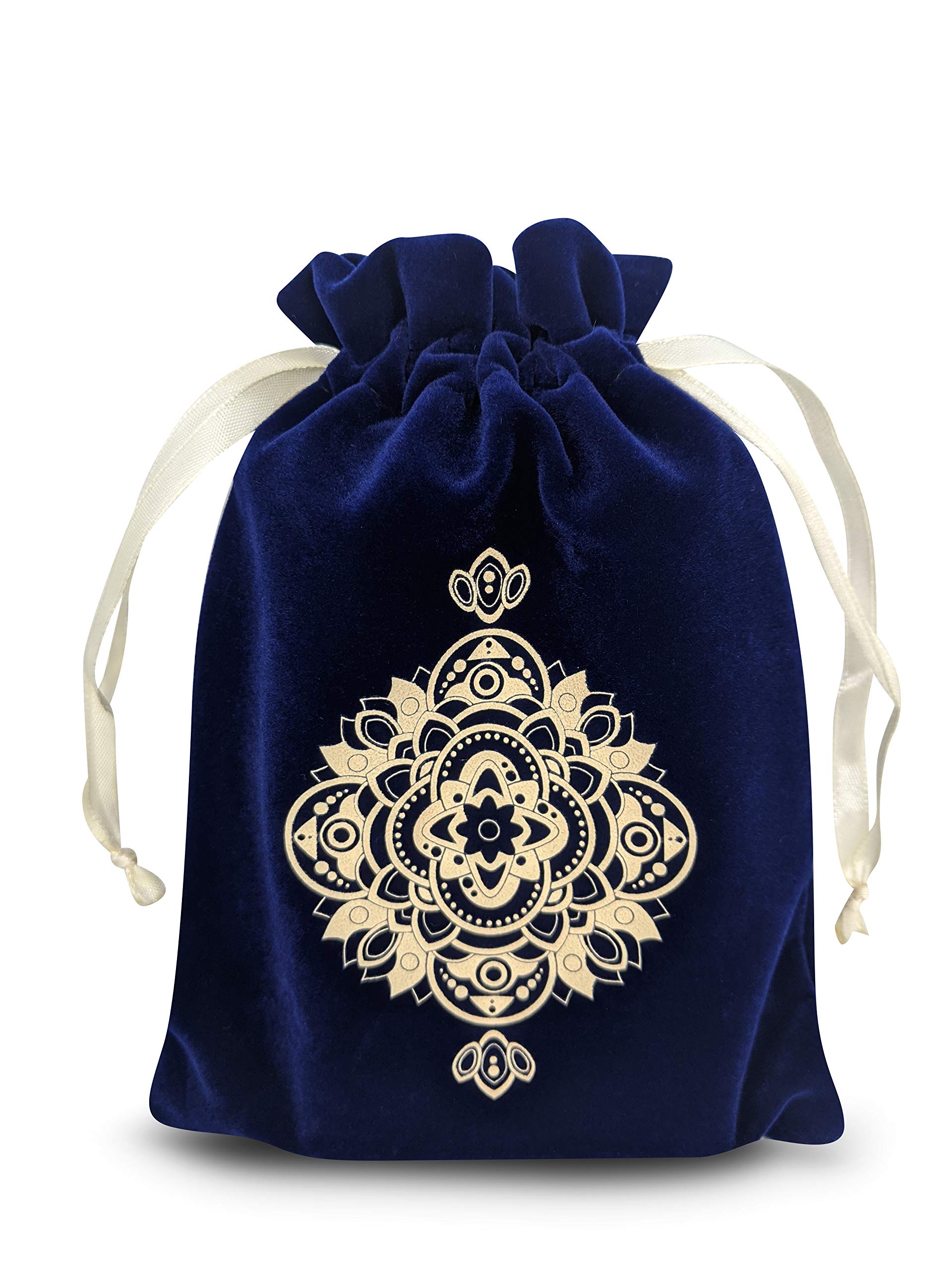 Miriyan Miriyan Spiritual Mandala Tarot & Dice Bag I Velvet & Satin Drawstring Pouch Ideal Size for Tarot & Oracle Cards, DND, D&D, Dungeons and Dragons Accessories, Runes & Jewelry I Travel Gift Bag (Blue)