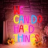 We Can Do Hard Things Neon Sign, Motivational Neon Light USB Dimmable LED Sign, for Inspirational Classroom Office Library Neon Light Kids Wall Art Bedroom Birthday Party Classroom Backdrop Sign