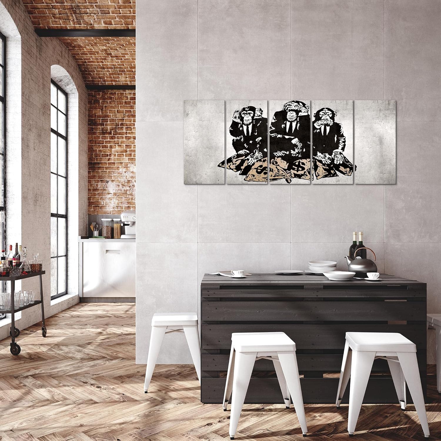 Quadri Moderni Street Art Scimmia 150 X 60 Cm Soggiorno Grande Marrone Sala Da Pranzo b Amazon It Fai Da Te