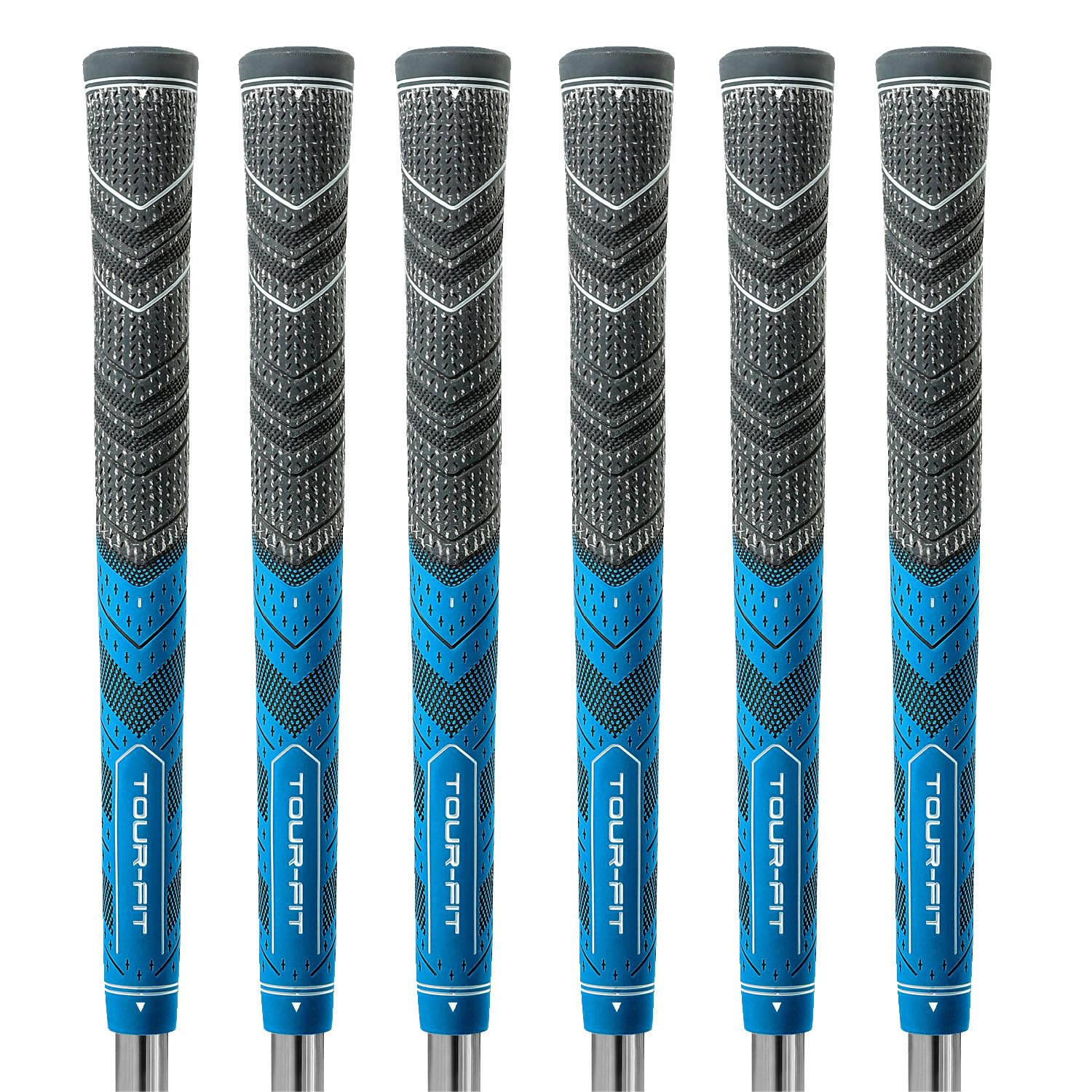 Golf Grip Tour Fit Dual Compound Premium Half Cord Golf Grips Standard Midsize Golf Grips with Golf Tape Set of 1/3/6/9/13 (Standard, Black/Blue set of 6)