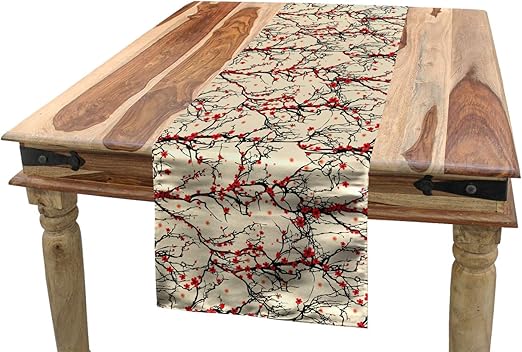 Amazon Com Ambesonne Cherry Blossom Table Runner Vivid Japanese