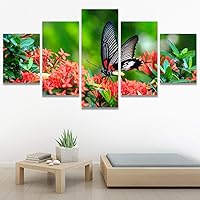 SIGNWIN 5 Panel Canvas Wall Art Modern Art Bee Butterfly Colorful Contemporary Insects Multicolor Photography for Home Decorations Ready to Hang - 60