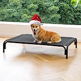 Elevated Dog Bed Outdoor Cooling Raised Cot for Medium Dogs, Black 35.4in | Tool-Free Installation; Washable Cooling Breathable Mesh; Anti-Slip Feet; Indoor &amp; Outdoor Use
