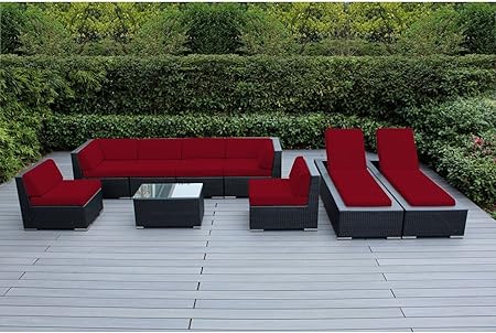 Amazon Com Ohana 9 Piece Outdoor Patio Furniture Sectional Sofa