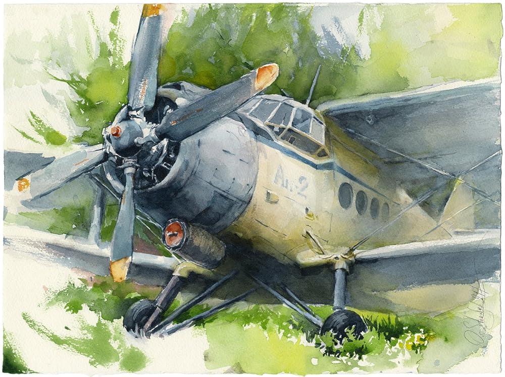 Amazon.com: Fine Art Print of Antonov An-2 Airplane Watercolor Painting