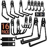KOFANI Steel Garage Storage Hooks - 16 Pack Anti-Slip Coating, Heavy Duty Wall Mount Hooks for Hanging Bike, Ladder, Garden T