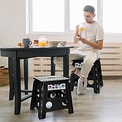 Delxo Folding Step Stool, 13 inch Non-Slip Foldable