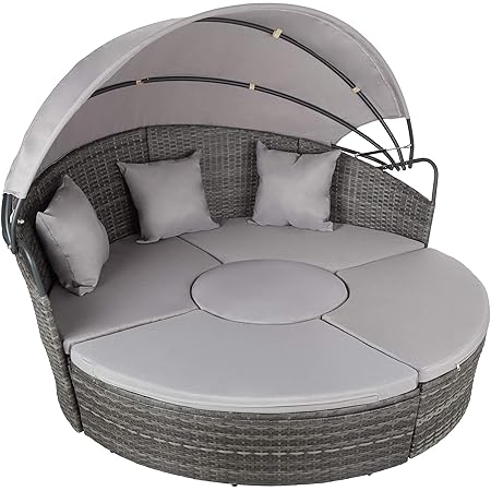 TecTake 800764 Tumbona de Poliratán & Aluminio, Isla con Mesa ...