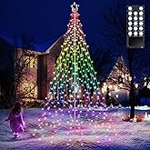 Flacchi Outdoor Star String Lights - Pole Set with Remote, Multiple Lighting Modes, Timer, and Waterproof Feature for Ultimate Holiday Decor (RGB, 10 FT/408LED)