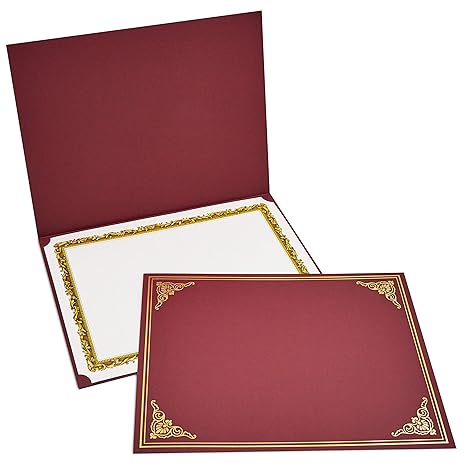12 Pack Certificate Holder Diploma Cover Document Cover For Letter Sized Award Certificates Red Gold Foil 11 2 X 8 8 Inches